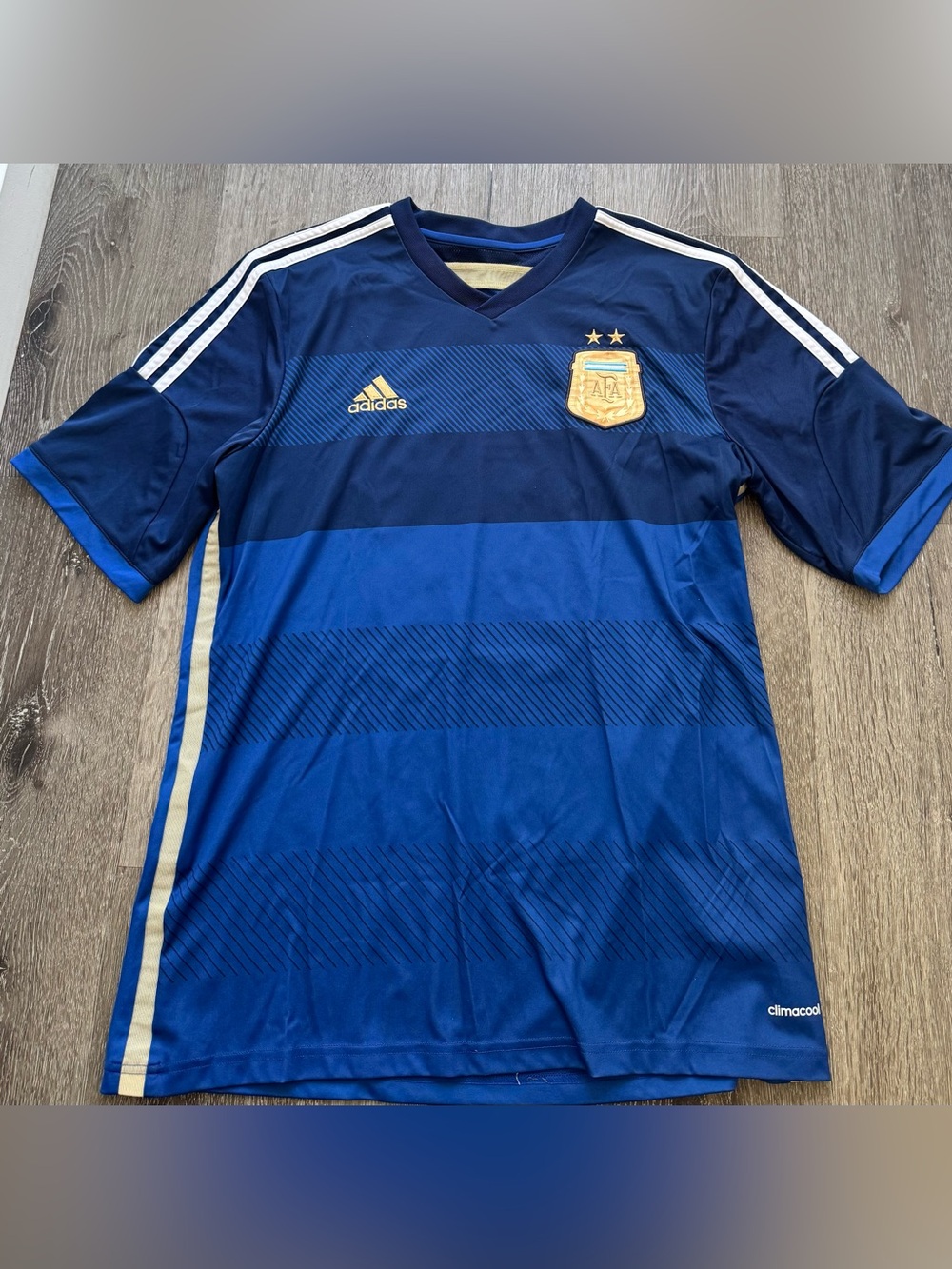 adidas Argentina AFA 2014 Away Soccer Jersey Blue ClimaCool #99 Men’s Large